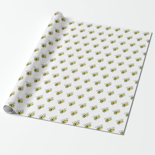 Cute Kinder Honey Bee Theme Gift Wrapping Paper Cadeaupapier (Uitgerold)