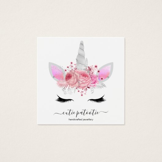 Cute Kinder Jewelry Unicorn Earring Vierkante Visitekaartjes (Voorkant)
