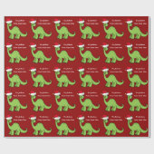 Cute Kinder kerstrode dinosaurus op maat Cadeaupapier (Vlak)