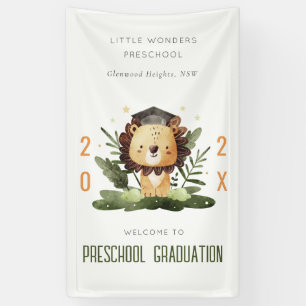 Cute Kinder Lion Fauna Preschool Afstuderen Welkom Spandoek