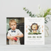 Cute Kinder Lion Foliage Photo Preschool Afstudere Kaart (Staand voorkant)