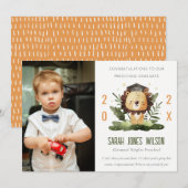 Cute Kinder Lion Foliage Photo Preschool Afstudere Kaart (Voorkant / Achterkant)