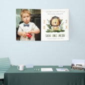 Cute Kinder Lion Foliage Photo Preschool Afstudere Spandoek (Beurs)