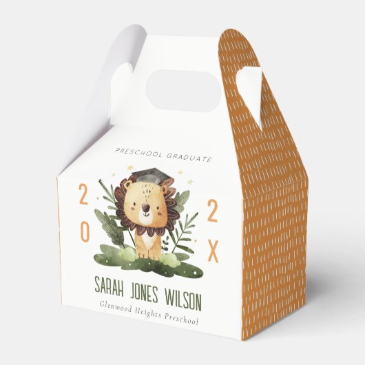 Cute Kinder Lion Foliage Preschool Graduparty Bedankdoosjes (Voorkant Zijde)