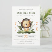 Cute Kinder Lion Foliage Preschool Graduparty Kaart (Staand voorkant)