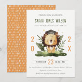 Cute Kinder Lion Foliage Preschool Graduparty Kaart (Voorkant / Achterkant)