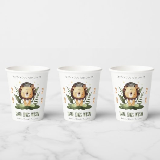 Cute Kinder Lion Foliage Preschool Graduparty Papieren Bekers (Multi)