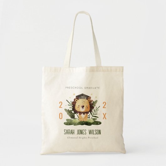 Cute Kinder Lion Foliage Preschool Graduparty Tote Bag (Voorkant)