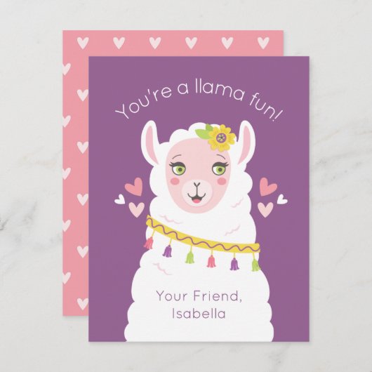 Cute Kinder Llama Valentijn Notitiekaartje (Voorkant / Achterkant)