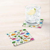 Cute Kinder Name Seamless Pattern Dinosaur Kartonnen Onderzetters (Insitu)