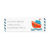 Cute Kinder Nautical Boat Ocean Waves Address Etiket (Voorkant)