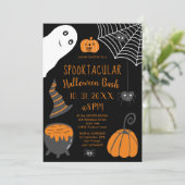 Cute kinder oranje Halloween-illustratie Kaart (Staand voorkant)