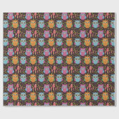 Cute Kinder Paarse Blue Oranje Ownership Cadeaupapier (Vlak)