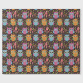 Cute Kinder Paarse Blue Oranje Ownership Cadeaupapier (Vlak)