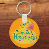 Cute Kinder Personalize House Sleutelhanger Sleute (Voorkant)