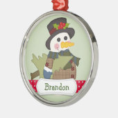 Cute Kinder Personalized Snowman Metalen Ornament (Links)