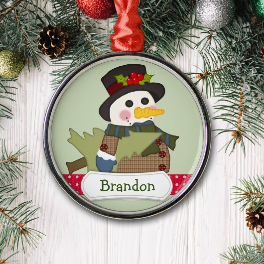 Cute Kinder Personalized Snowman Metalen Ornament
