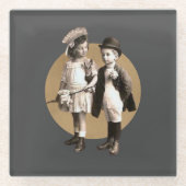 Cute Kinder  Photo Cutout Glazen Onderzetter (Voorkant)