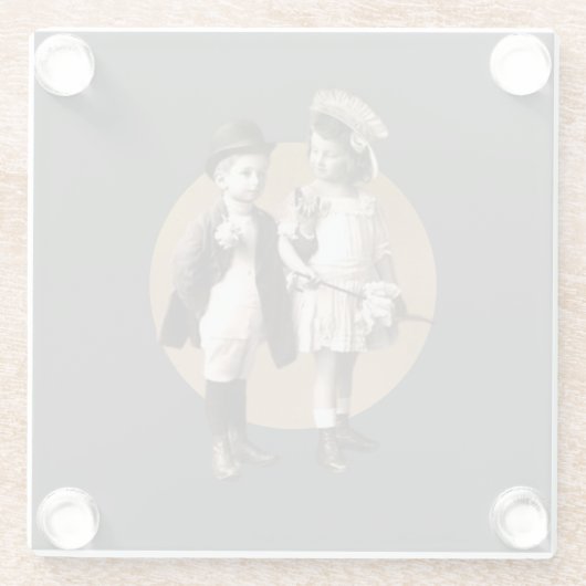 Cute Kinder  Photo Cutout Glazen Onderzetter (Achterkant)