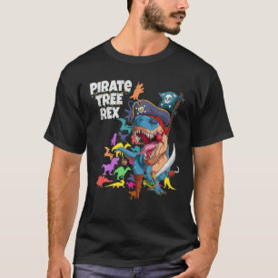 Cute Kinder Pirate Kerstmis Dinosaur Tree Rex Pale T-shirt