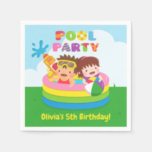 Cute Kinder Pool Birthday Party Supplies Napkins Servet