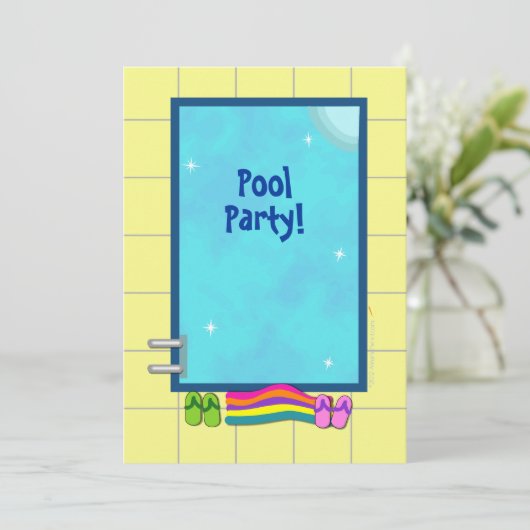 Cute Kinder Pool Party Invitations Sjabloon Kaart (Staand voorkant)