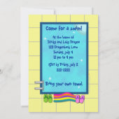 Cute Kinder Pool Party Invitations Sjabloon Kaart (Achterkant)