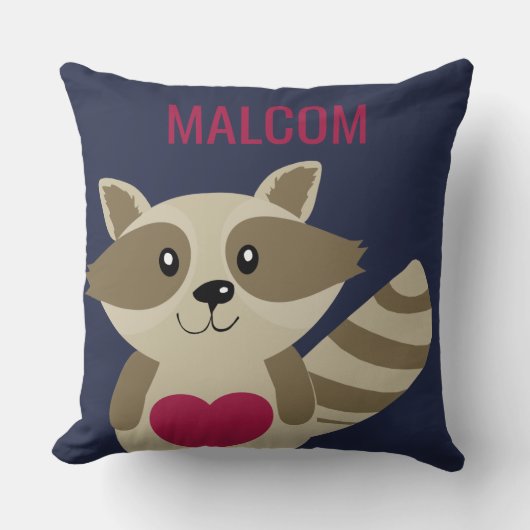Cute Kinder Raccoon Woodland Animal Personalized Kussen (Voorkant)
