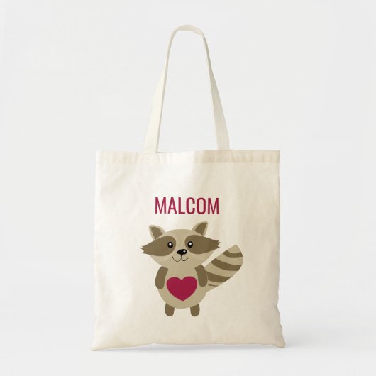 Cute Kinder Raccoon Woodland Animal Personalized Tote Bag (Voorkant)