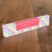 Cute Kinder Rainbow Polka Dots gepersonaliseerd Naambordje (Zijkant)