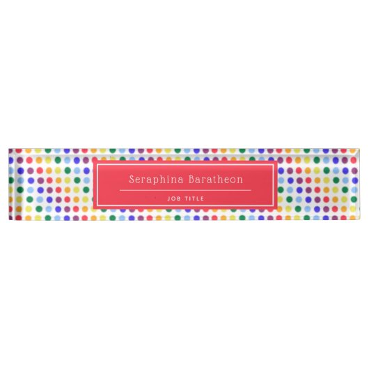 Cute Kinder Rainbow Polka Dots gepersonaliseerd Naambordje (Voorkant)