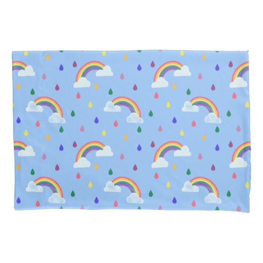 Cute Kinder Rainbow Rain Shower Pattern Kussensloop (Voorkant)