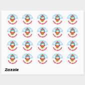 Cute Kinder Red Kerstjumper Penguin Ronde Sticker (Vel)
