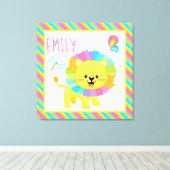 Cute Kinder regenboogmuis op kleurrijk strips Canvas Afdruk (Insitu (Houten vloer))