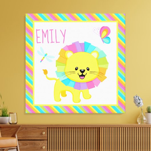Cute Kinder regenboogmuis op kleurrijk strips Canvas Afdruk (Insitu (Woonkamer))