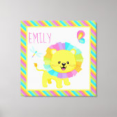 Cute Kinder regenboogmuis op kleurrijk strips Canvas Afdruk (Voorkant)