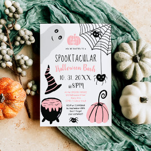 Cute kinder roze Halloween illustratie party Kaart