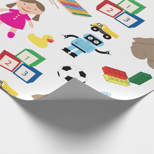 Cute Kinder Toys Pattern Cadeaupapier (Hoek)
