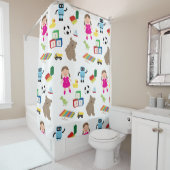 Cute Kinder Toys Pattern Douchegordijn (In situ)