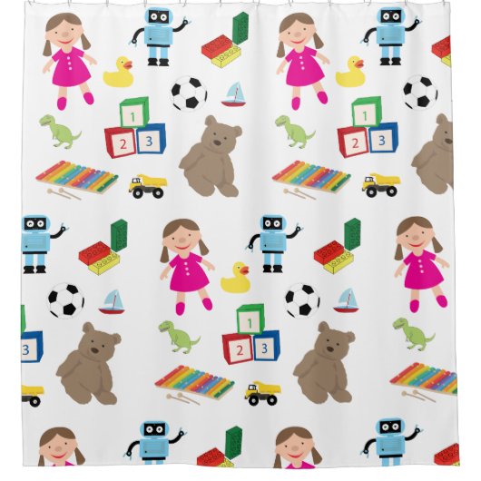 Cute Kinder Toys Pattern Douchegordijn (Voorkant)