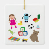 Cute Kinder Toys Pattern Keramisch Ornament (Achterkant)