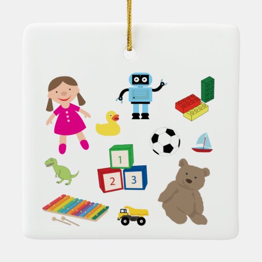 Cute Kinder Toys Pattern Keramisch Ornament (Achterkant)