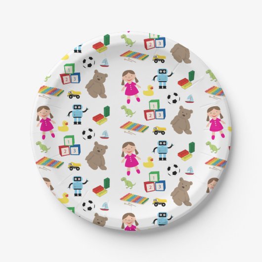 Cute Kinder Toys Pattern Papieren Bordje (Voorkant)