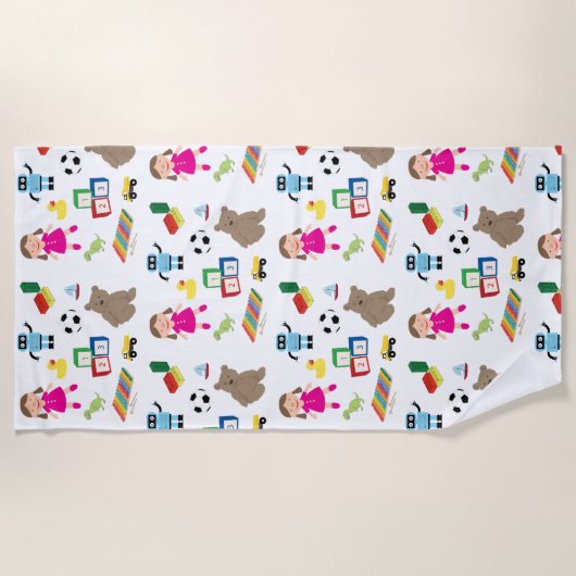 Cute Kinder Toys Pattern Strandlaken (Voorkant)