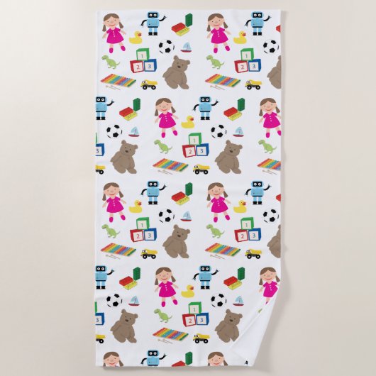 Cute Kinder Toys Pattern Strandlaken (Voorkant)