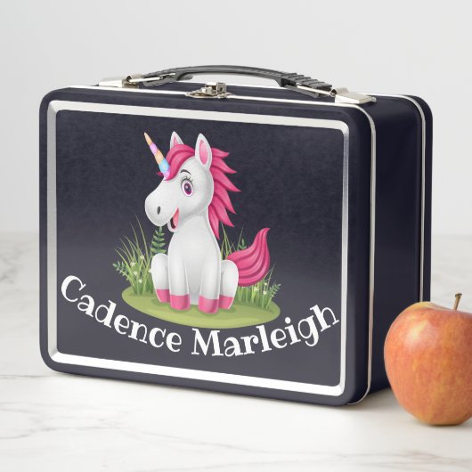 Cute Kinder Unicorn Personalized Lunchbox (In situ)