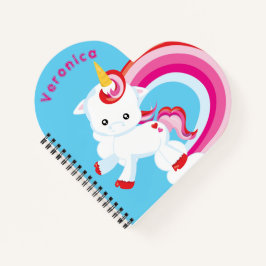 Cute Kinder Unicorn Rainbow Colorful Heart Shape Notitieboek