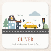 Cute Kinder Urban City Vehicle Cars Road Cityscape Kartonnen Onderzetters (Voorkant)