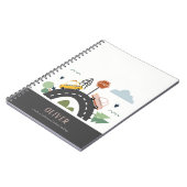 Cute Kinder Urban City Vehicle Cars Road Cityscape Notitieboek (Linkerzijde)