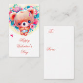 Cute kinder valentijn beer notitiekaartje (Voorkant / Achterkant)